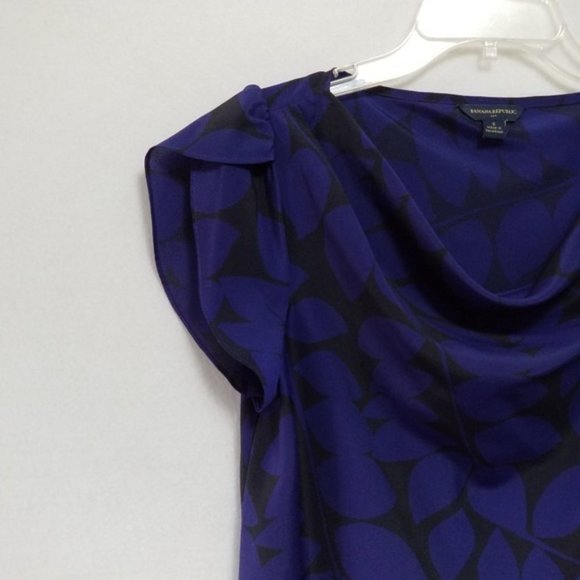 Banana Republic Top Leaf Print Tulip Sleeve Drape - Picture 4 of 7